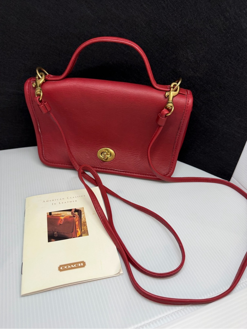 VTG Coach Red Leather Casino Bag 9924 USA Made 1996